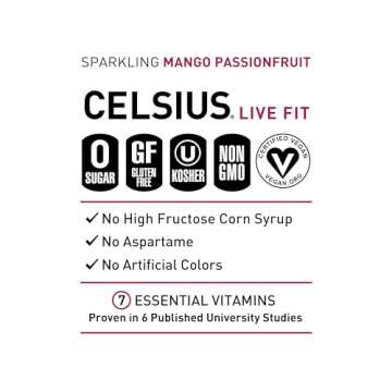 CELSIUS Sparkling Mango Passionfruit, Functional Essential Energy Drink 12 Fl Oz (Pack of 12)