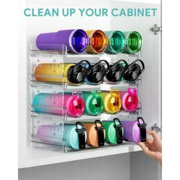 Areforic 4 Tier Water Bottle Organizer for Cabinets and Countertops