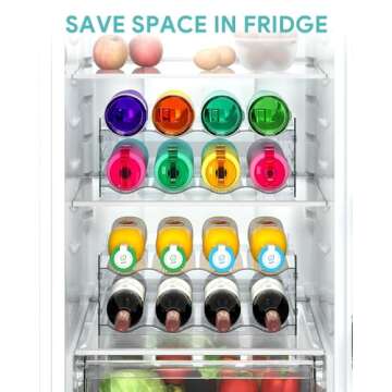 Areforic 4 Tier Water Bottle Organizer - 16 Bottle Stackable Cup Organizer for Cabinet, Countertop, Pantry & Fridge, Free-Standing Kitchen Tumbler Storage Holder for Wine and Drink Bottles