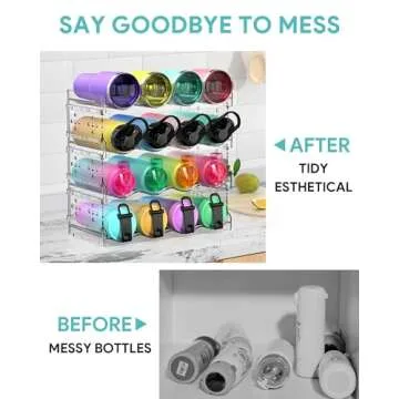 Areforic 4 Tier Water Bottle Organizer for Cabinets and Countertops