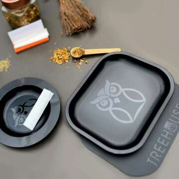Treehouse Rolling Tray Set - Portable with Magnetic Lid