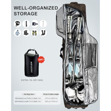 Durable jogflow Ski Bag with Wheels for All Your Ski Gear