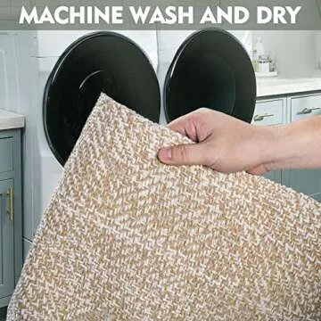 Boho Hallway Runner Rug 2'x 6',Khaki/Cream Hand-Woven Washable Entryway Runner Rug Cotton Farmhouse Laundry Room Runner Rug for Bedroom Bathroom Sink Foyer Bedroom