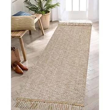 Boho Hallway Runner Rug 2'x 6',Khaki/Cream Hand-Woven Washable Entryway Runner Rug Cotton Farmhouse Laundry Room Runner Rug for Bedroom Bathroom Sink Foyer Bedroom
