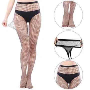HOVEOX 9 Pairs Fishnet Stockings Fishnet Tights Patterned Fishnets Stockings Lace Patterned Tights Thigh High Pantyhose