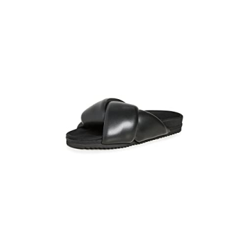 R0AM Women's Foldy Puffy Slides - Comfort Meets Style in Black