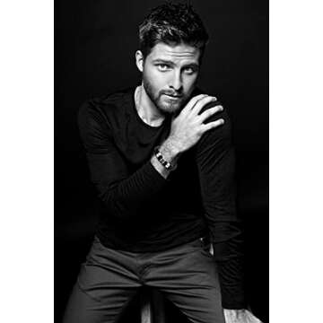 Stylish LOWNOUR Black Leather Bracelet Set for Men Women