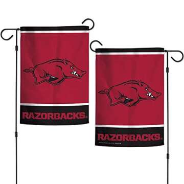 NCAA University Arkansas Razorbacks 12.5" x 18" Inch 2-Sided Garden Flag Logo