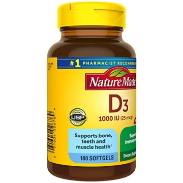Nature Made Vitamin D3 1000 IU Softgels for Health