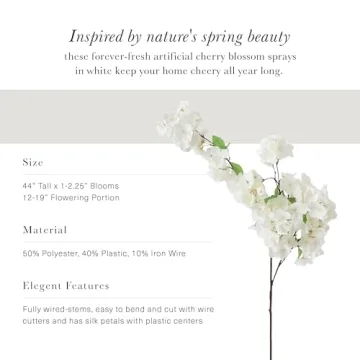 Afloral Faux Cherry Blossom Stem - Realistic 44" Decor