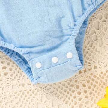 Baby Boys Girls 1st Birthday Romper Baby First Birthday Outfit Boy Solid Color Jumpsuit Cake Smash Outfit(Sky Blue,12-18M)