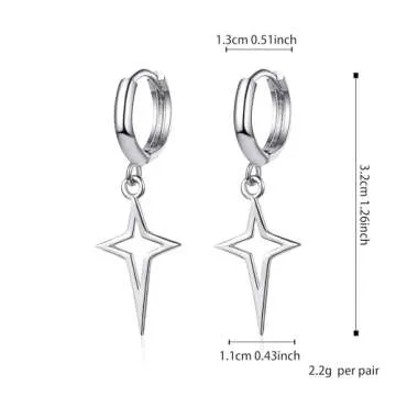 Elegant JDONL Minimalist Cross Hollow Star Drop Earrings