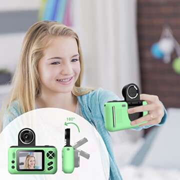 Kids Digital Camera With Flip Lens for Toddlers - HD Video Camera, Christmas Birthday Gift for Boys ...