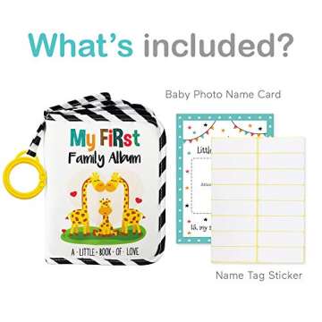 Urban Kiddy™ Baby's My First Family Album | Soft Photo Cloth Book Gift Set for Newborn Toddler & Kids (Giraffe)