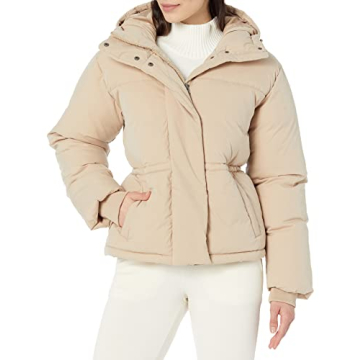 Comfortable Women's Puffer Jacket in Tan, Plus Sizes Available