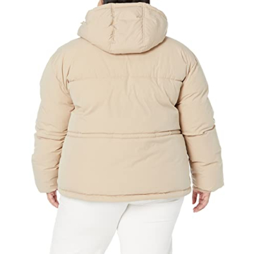 Comfortable Women's Puffer Jacket in Tan, Plus Sizes Available