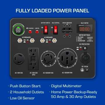 DuroMax XP13000EH Dual Fuel Portable Generator 13000 Watt Gas or Propane Powered Electric Start-Home Back Up, Blue/Gray