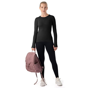 MathCat Seamless Workout Shirts for Women Long Sleeve Yoga Tops Sports Running Shirt Breathable Athletic Top Slim Fit