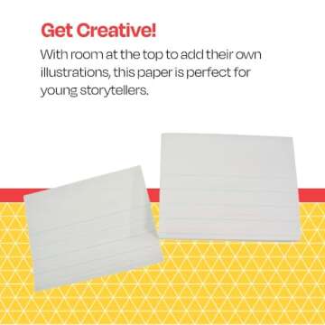 School Smart - 85320 Red & Blue Storybook Paper, 3/4 Inch Ruled Long Way, 11 x 8-1/2 Inches, Natural, 500 Sheets
