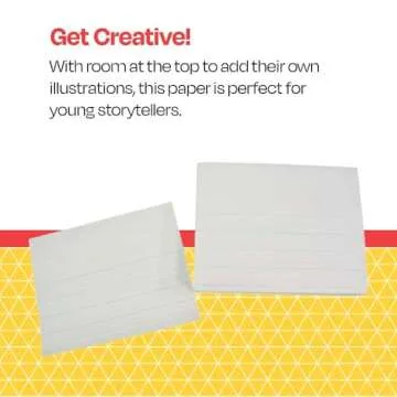 School Smart - 85320 Red & Blue Storybook Paper, 3/4 Inch Ruled Long Way, 11 x 8-1/2 Inches, Natural, 500 Sheets