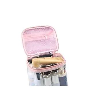 HAOGUAGUA Premium Clear Makeup Bag with Inner Pocket, Transparent Cosmetic Pouch for Travel or Everyday Use, Waterproof Beach Bag for Sunscreen Skincare (Pink)