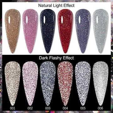 MIZHSE Reflective Glitter Gel Nail Polish, Holographic Glitter Gel Polish Set Sparkly Shiny Bling Nail Gel Soak Off UV/LED Gel Nail Art Manicure Kit