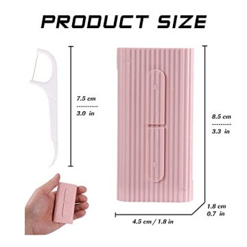 Pink Portable Dental Floss Case - 10 Picks for Travel & Oral Care