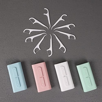 Pink Portable Dental Floss Case - 10 Picks for Travel & Oral Care