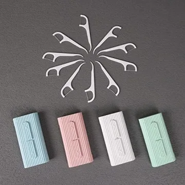 Pink Portable Dental Floss Case - 10 Picks for Travel & Oral Care