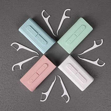Pink Portable Dental Floss Case - 10 Picks for Travel & Oral Care