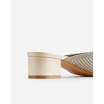 TIJN Heels,Pointed Toe Mules for Momen with Low Heel, Breathable Mesh Knit Slip On Flat Sandals,Helka,8.5