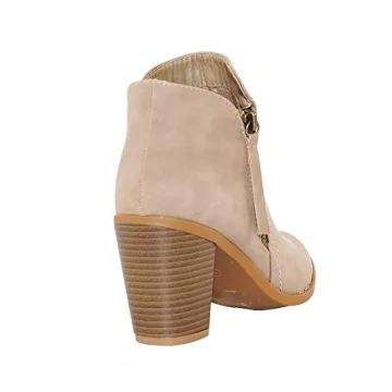 Stylish TRENDSUP Women's Side Zipper Booties in Beige