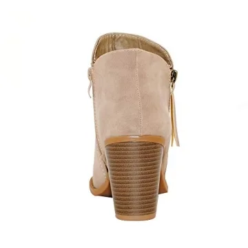 Stylish TRENDSUP Women's Side Zipper Booties in Beige