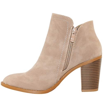 Stylish TRENDSUP Women's Side Zipper Booties in Beige