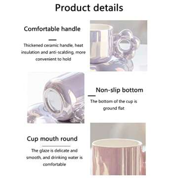 ACGrade Ceramic Flower Coffee Cup and Saucer Set, 300ml, Modern Floral Design, Dishwasher Safe, Perfect for Gifts and Occasions