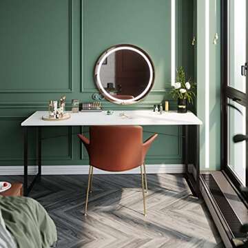 Coleshome 63 Inch Computer Desk, Modern Simple Style Desk for Home Office, Study Student Writing Desk, White Black