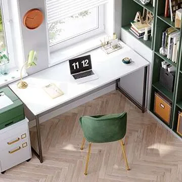 Coleshome 63 Inch Computer Desk, Modern Simple Style Desk for Home Office, Study Student Writing Desk, White Black
