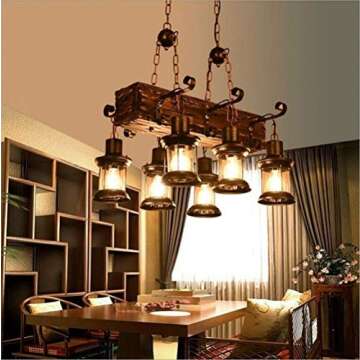 Rustic Wood Beam Pendant Chandelier for Farmhouse Style