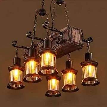 Rustic Wood Beam Pendant Chandelier for Farmhouse Style