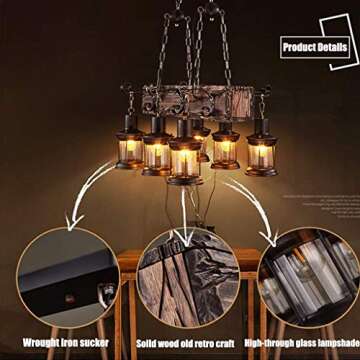 Rustic Wood Beam Pendant Chandelier for Farmhouse Style