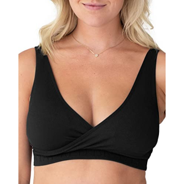 Kindred Bravely Sublime Adjustable Crossover Nursing Bra | Wireless Maternity Bra in Black