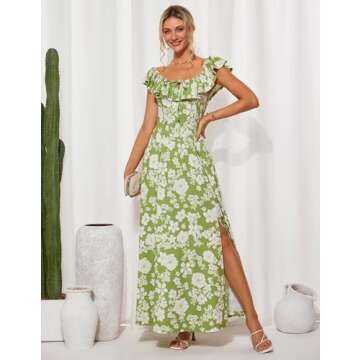 Elegant GRACE KARIN Women's Summer Dress Off Shoulder Maxi