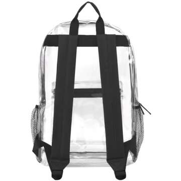 Clear Backpack Heavy Duty Transparent Bookbag for Kids, Boys, Girls, School, Travel, Stadium Approved (Black)