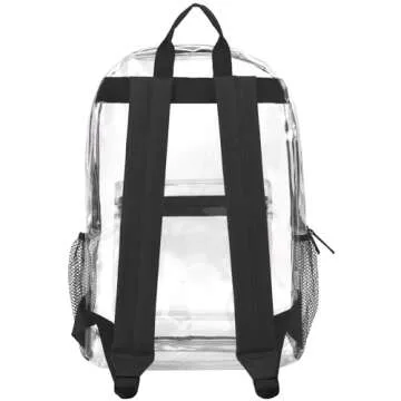 Clear Backpack Heavy Duty Transparent Bookbag for Kids, Boys, Girls, School, Travel, Stadium Approved (Black)