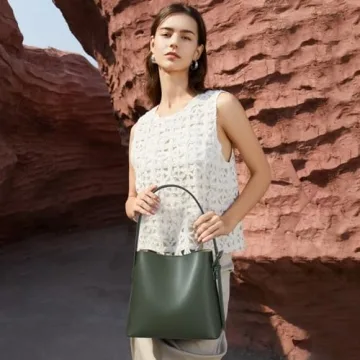 BOSTANTEN Vegan Leather Bucket Bag for Women - Trendy & Durable