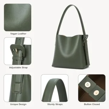 BOSTANTEN Vegan Leather Bucket Bag for Women - Trendy & Durable