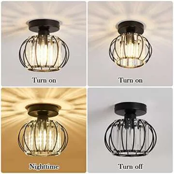 YYJLX Antique Crystal Semi Flush Mount Chandelier