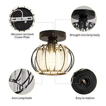 YYJLX Antique Crystal Semi Flush Mount Chandelier