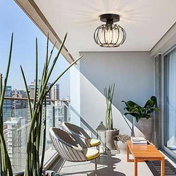 YYJLX Antique Crystal Semi Flush Mount Chandelier