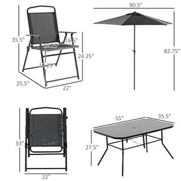 Stylish Outsunny Patio Dining Set with Umbrella & Chairs